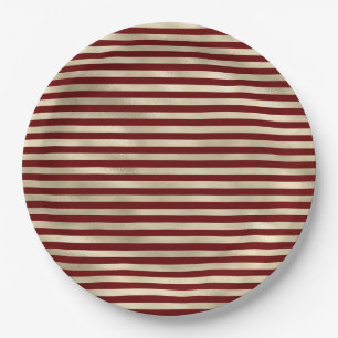 Assiettes En Carton Glam Gold Red Holiday Strips Noël