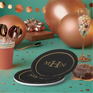 Assiettes En Carton Glam gothique Plaque Papier Monogramme Noi