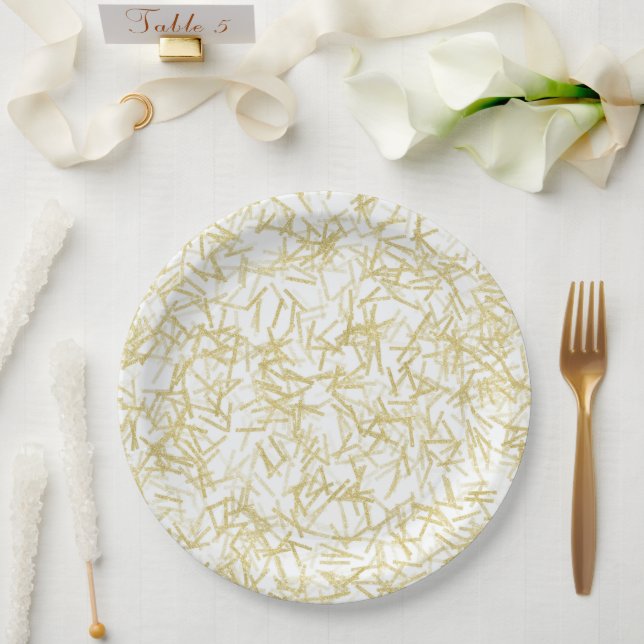 Assiettes En Carton Glam or blanc Glity Noël (Mariage)