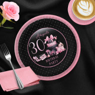 Assiettes En Carton Glam Pink Black Fashion 30th Birthday Party