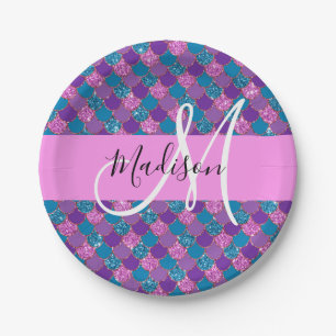 Assiettes En Carton Glam Purple Mermaid Parties scintillant Sparkings