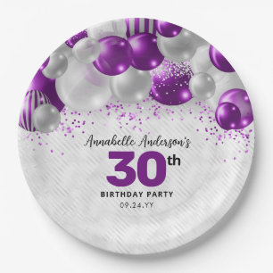 Assiettes En Carton Glam violet violet argent Parties scintillant de b