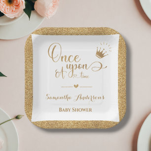 Assiettes En Carton Glitter Gold Princess Il était une fois Baby Showe