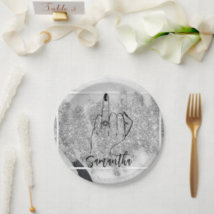 Assiettes En Carton Glittery Bachelorette Fête nuptiale