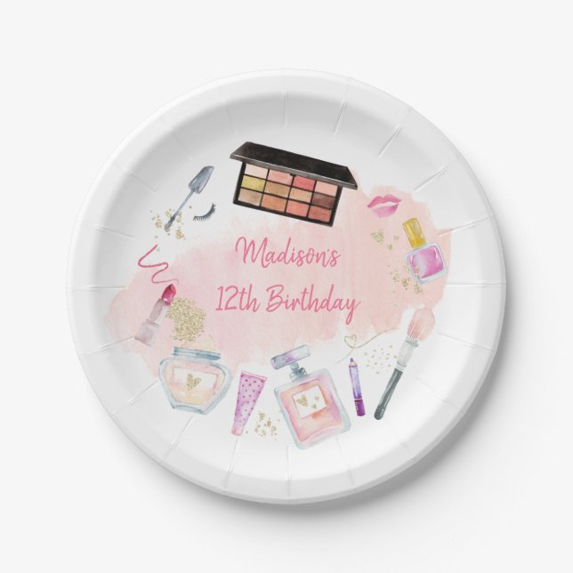 Assiettes En Carton Glitz & Glam Spa or rose Anniversaire (Devant)