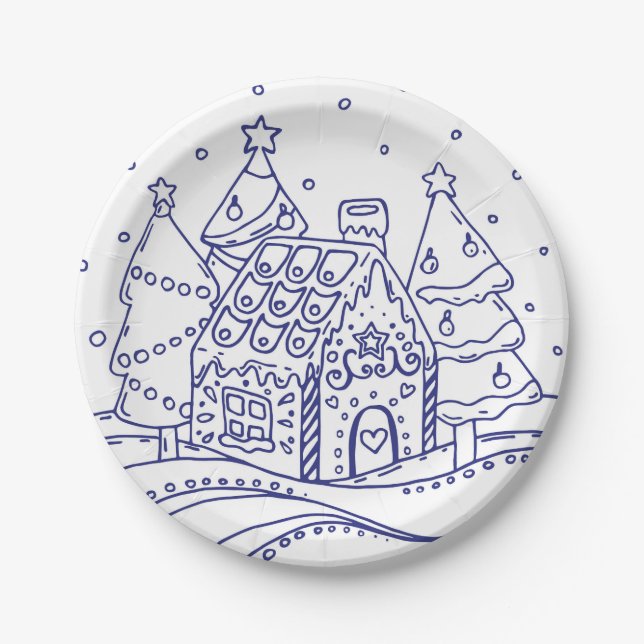 Assiettes En Carton Globe de neige (Devant)