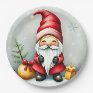 Assiettes En Carton Gnome de Noël cosy festif déguisé