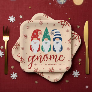 Assiettes En Carton Gnome de Noël Hygge pour les fêtes de neige