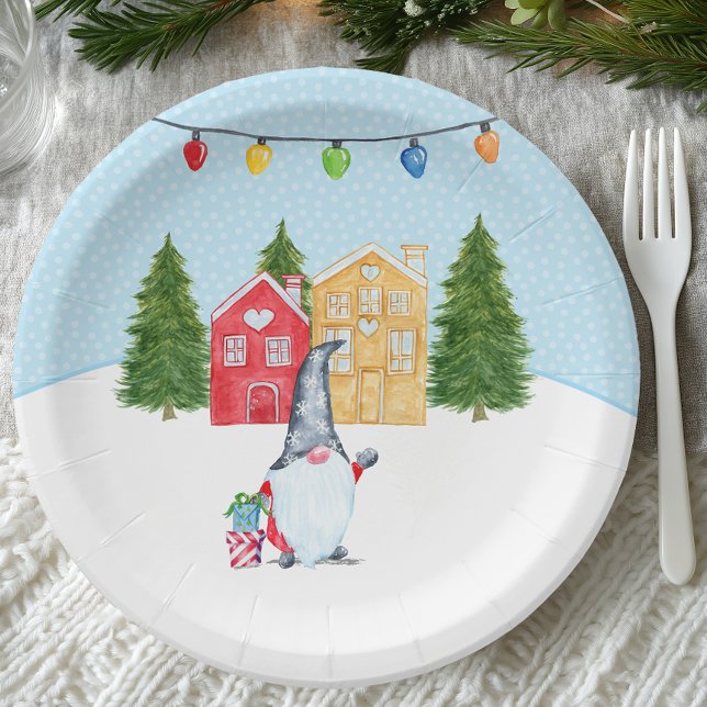 Assiettes En Carton Gnome de Noël nordique fantastique (Nordic Winter Gnome Paper Plate)