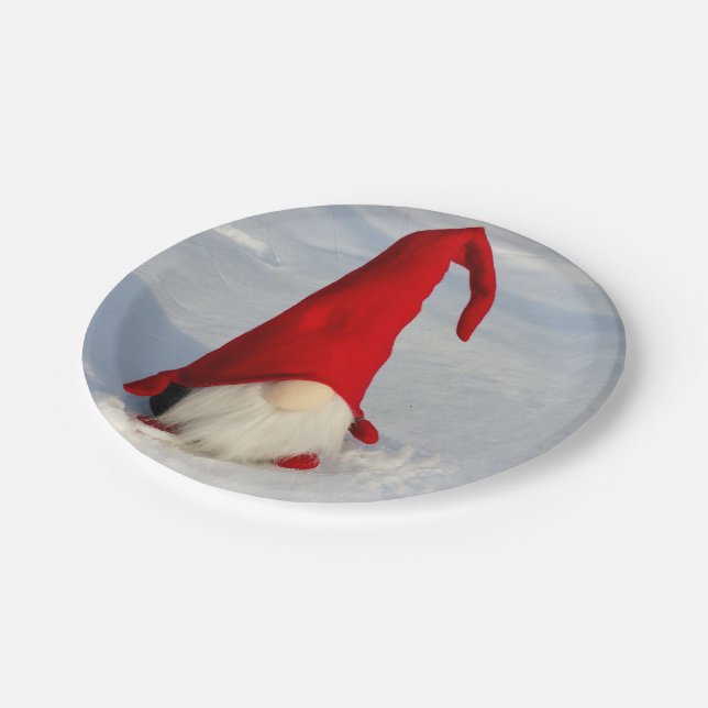 Assiettes En Carton Gnome scandinave de Noël (Angle)