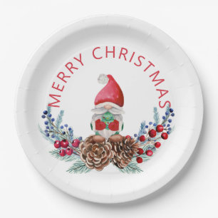 Assiettes En Carton Gnome sur cônes de pin