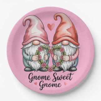 Assiettes En Carton GNOME SWEET GNOME: Whimsical Watercolor Design
