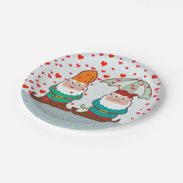 Assiettes En Carton Gnomes heureux et grincheux (Angle)