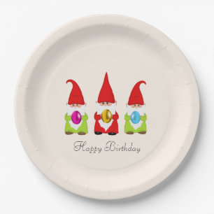 Assiettes En Carton Gnomes mignons et oeufs multicolores de Pâques Ann