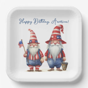 Assiettes En Carton Gnomes patriotiques américains