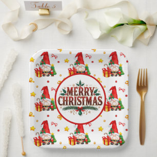 Assiettes En Carton Gnomes Pour Les Vacances