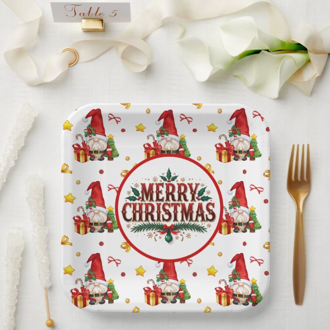 Assiettes En Carton Gnomes Pour Les Vacances (Mariage)