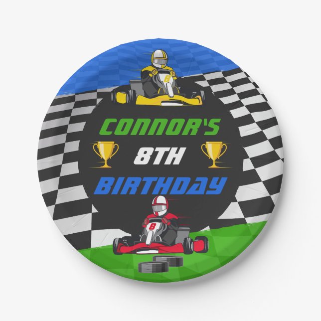 Assiettes En Carton Go Kart Racing Car Anniversaire (Devant)