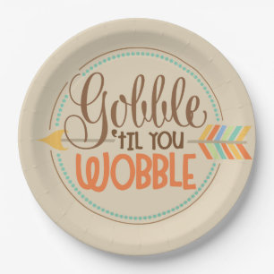 Assiettes En Carton Gobble jusqu'à ce que vous marchez mots Thanksgivi
