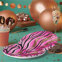 Gobelet en papier à motif de tigre, paillettes ros