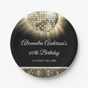 Assiettes En Carton Gold 60th Birthday Party 70's Disco Ball