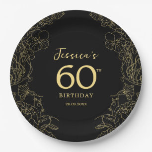 Assiettes En Carton Gold Black 60e anniversaire