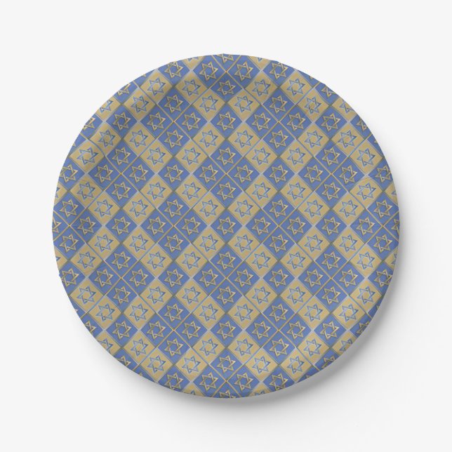 Assiettes En Carton Gold Blue Star de David Art Panels (Devant)