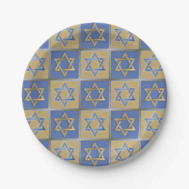 Assiettes En Carton Gold Blue Star de David Art Panels (Devant)