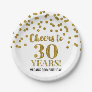 Assiettes En Carton Gold Confetti fête ses 30 ans d'anniversaire