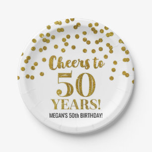 Assiettes En Carton Gold Confetti fête ses 50 ans d'anniversaire