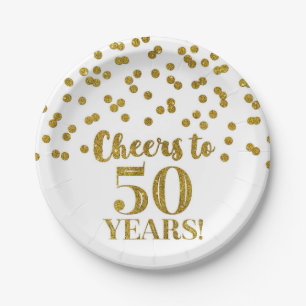 Assiettes En Carton Gold Confetti fête ses 50 ans d'anniversaire