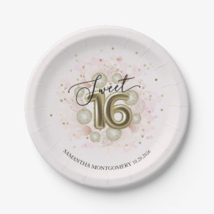 Assiettes En Carton Gold Foil Sweet 16 Balloons Anniversaire Parti ros