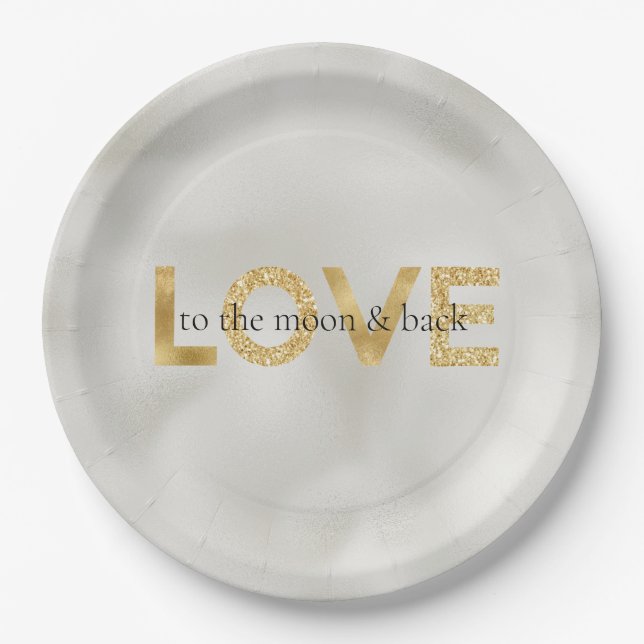 Assiettes En Carton Gold Love Moon et Back (Devant)