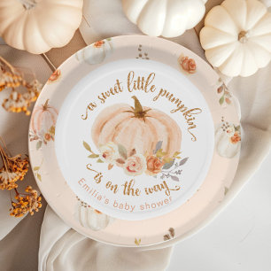 Assiettes En Carton Gold orange Sweet petit baby shower citrouille