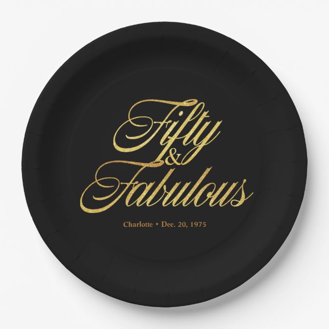 Assiettes En Carton Gold Parties scintillant 50 et Fabulous Modern 50e (Devant)