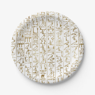 Assiettes En Carton Gold & White Egypt Glam Modern Chic Party