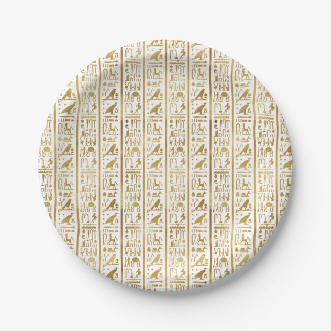 Assiettes En Carton Gold & White Egypt Glam Modern Chic Party (Devant)