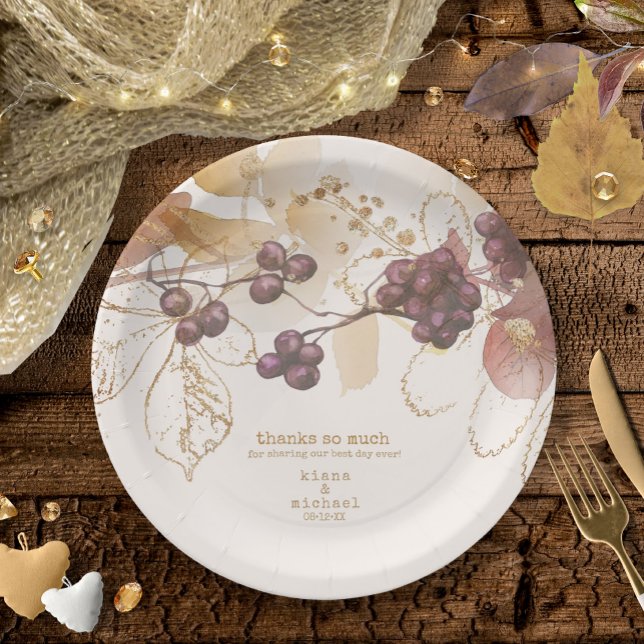 Assiettes En Carton Golden Automne Mariage Berries ID655 (Créateur téléchargé)