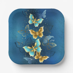 Assiettes En Carton Golden butterflies