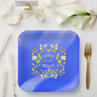 Assiettes En Carton GOLDEN MERRY ET BRIGHT personnalisé