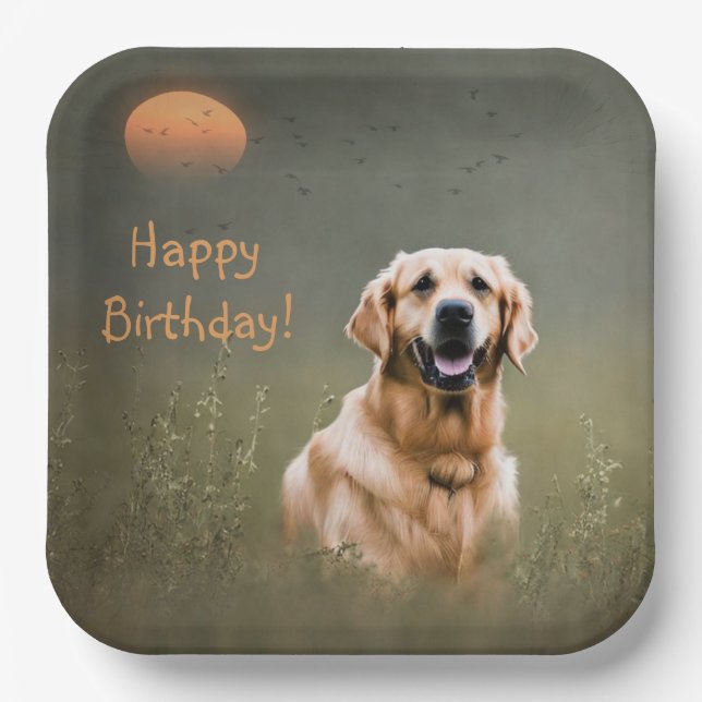 Assiettes En Carton Golden Retriever (Recto)