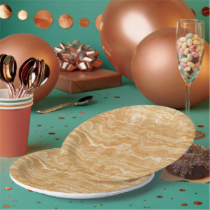 Assiettes En Carton Golden Tan Egyptian Marbled