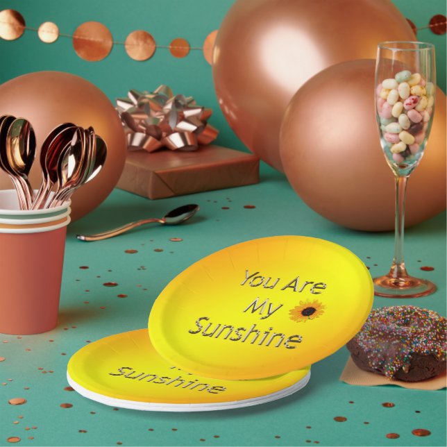 Assiettes En Carton Golden Vous Êtes Mon Soleil, Plaques Papier De Par (Multi)