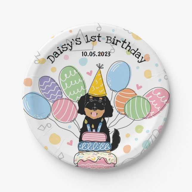 Assiettes En Carton Goldendoodle Chien Plaques papier de fête d'annive (Devant)