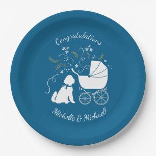 Assiettes En Carton Goldendoodle Dog Baby shower Boy Blue