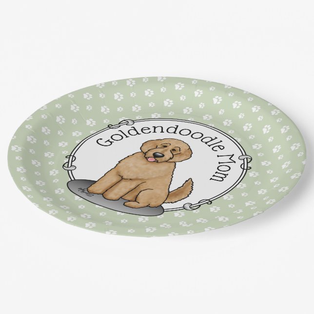 Assiettes En Carton Goldendoodle Mom Doodle Mom (rouge doré) (Angle)
