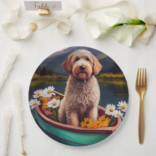 Assiettes En Carton Goldendoodle on a Paddle : Une aventure Pittoresqu