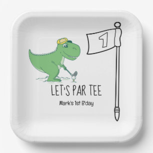 Assiettes En Carton Golf 1er Anniversaire Dinosaur golfeur par tee