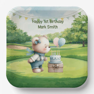 Assiettes En Carton Golf 1er Anniversaire sur le thème du Putting Gree