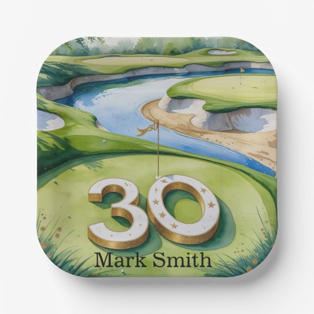 Assiettes En Carton Golf 30e anniversaire Par tee trente (Recto)
